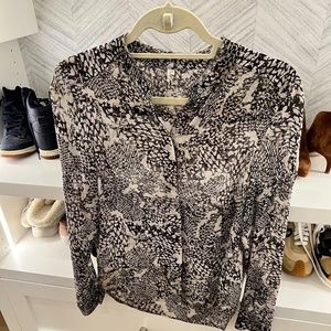 IRO black and off white silk blouse